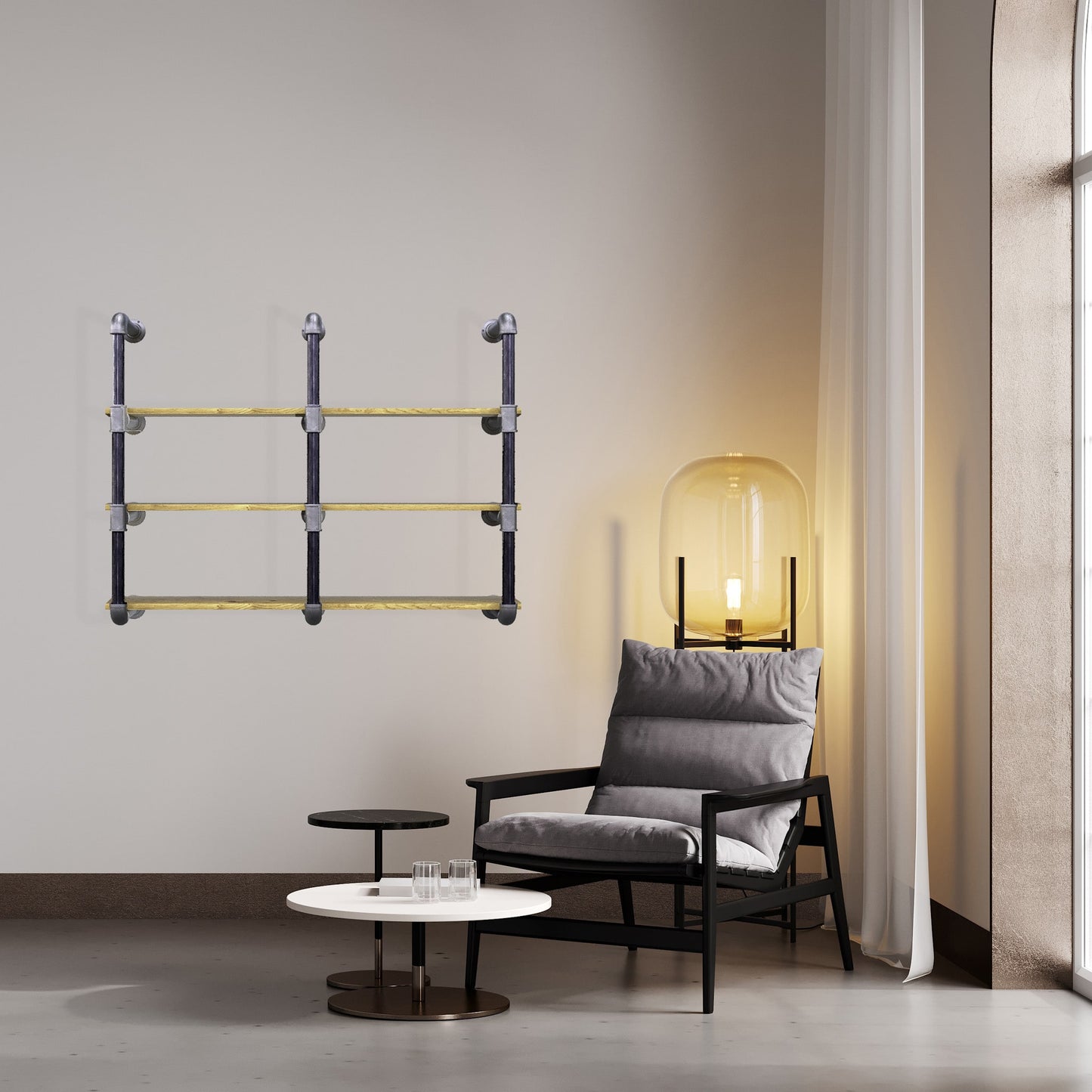 Macrocarpa Pipe Shelf Unit 130cm