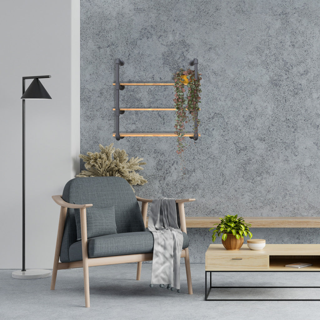 Macrocarpa Pipe Shelf Unit 80cm