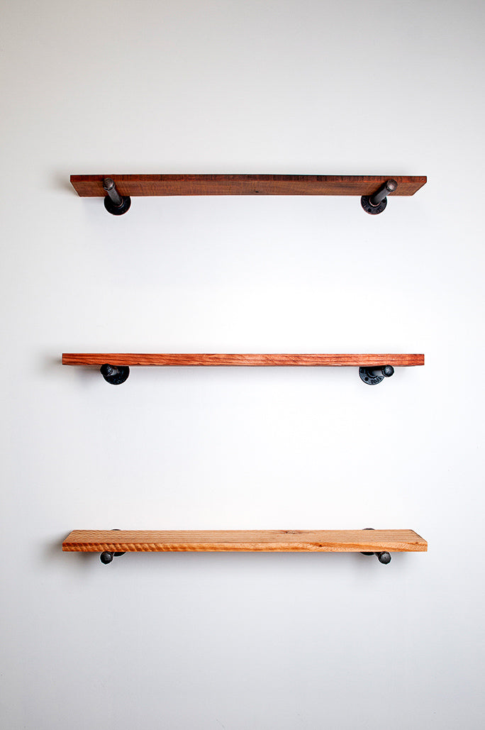 NZ Pine Industrial Pipe Shelf 20cm