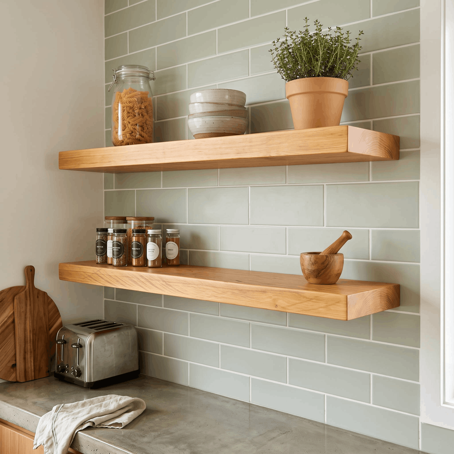 NZ Macrocarpa Floating Shelf