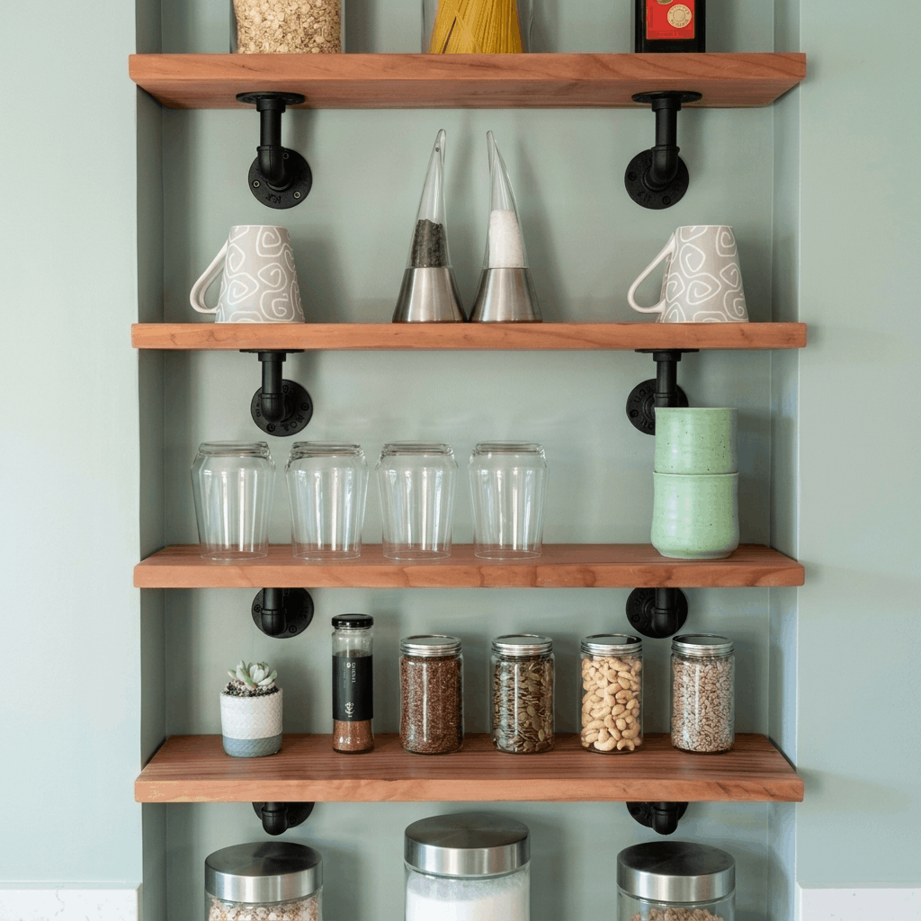 Redwood Pipe Bracket Shelf
