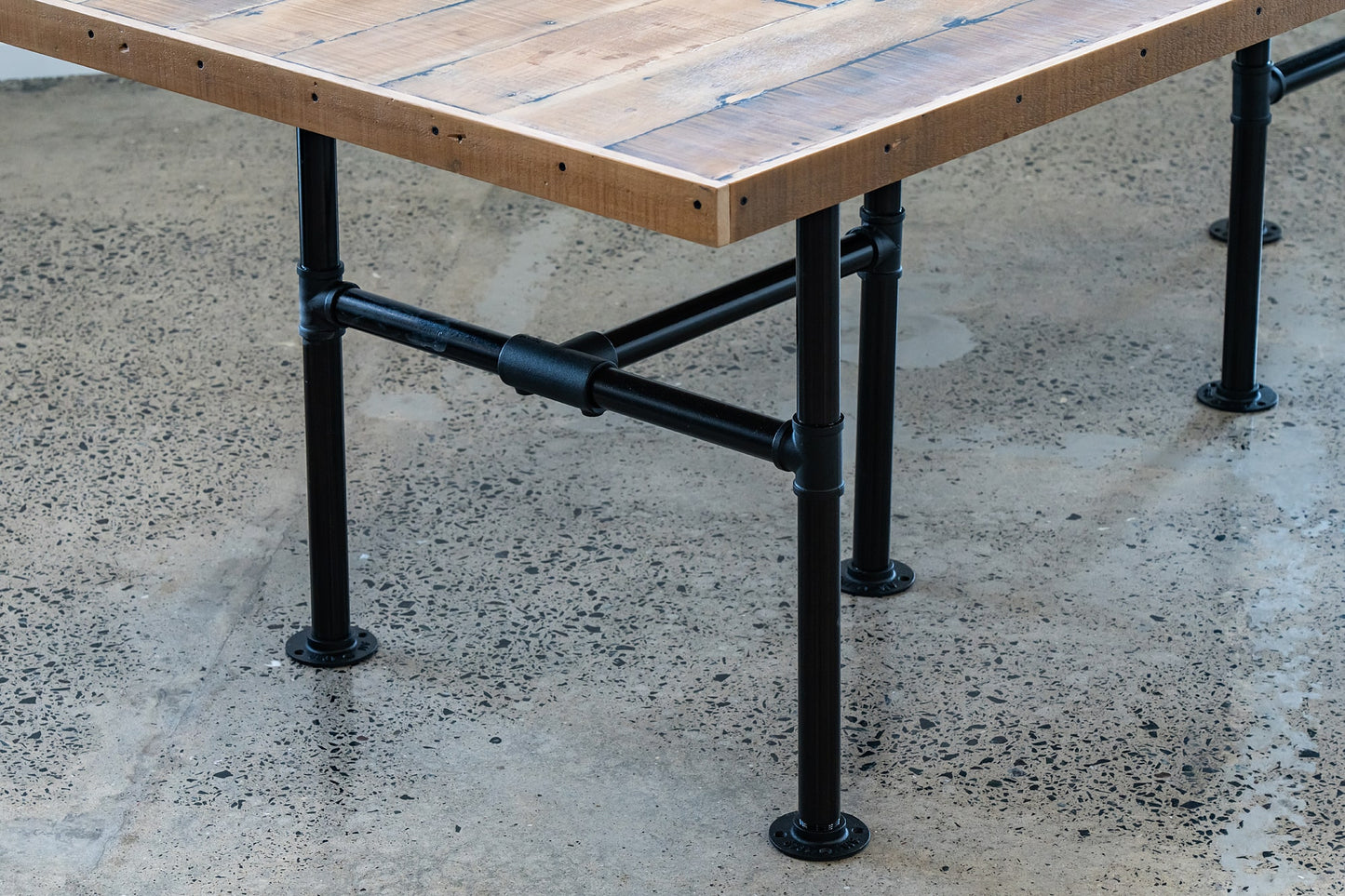 Reclaimed Kauri Table (Industrial Pipe Legs)