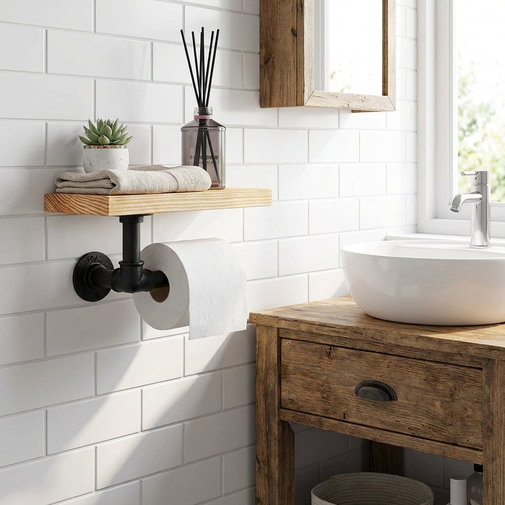 Toilet Roll Holder With Shelf