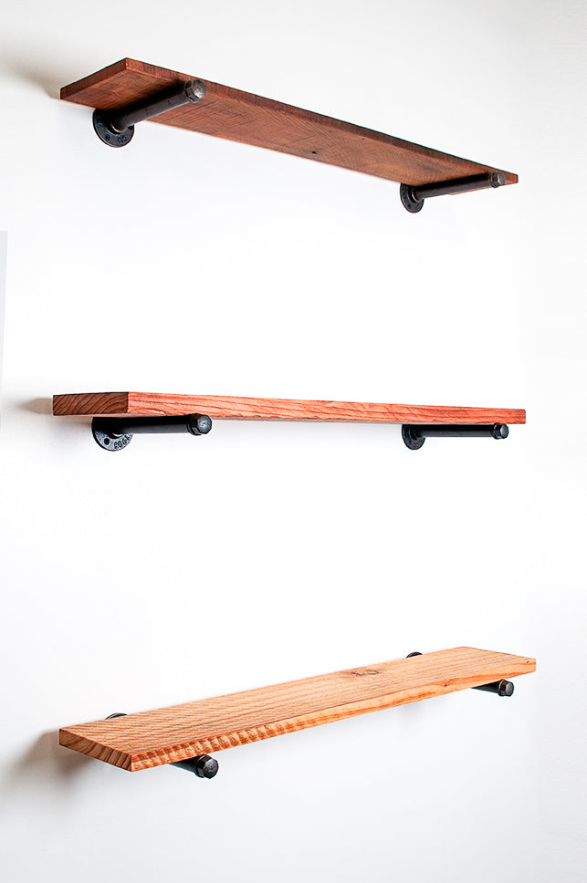 NZ Pine Industrial Pipe Shelf 20cm